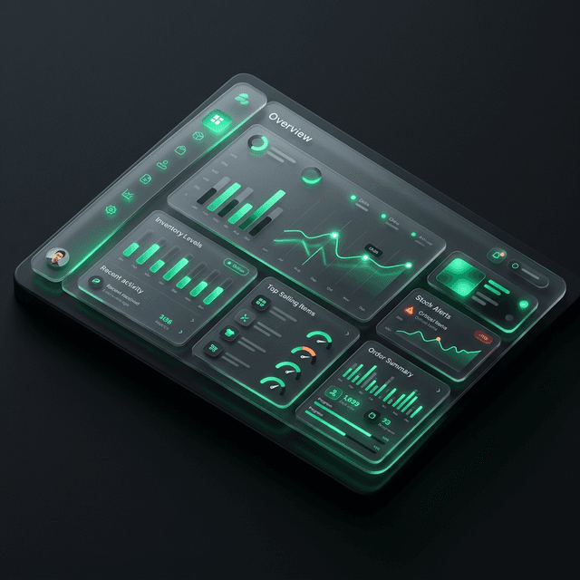 Panel de control Ventyx ERP — módulos integrados de inventario, ventas y tesorería